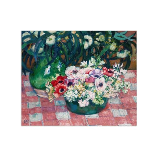 SDYSKKUG Théo van Rysselberghe Leinwandbilder für Wohnzimmer. Berühmte Bild auf Leinwand. Anemonen und Baum. Kunstdruck Gemälde Reproduktion 72x60cm Ungerahmt von SDYSKKUG