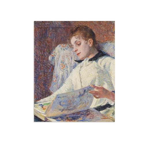 SDYSKKUG Théo van Rysselberghe Leinwandbilder für Wohnzimmer. Berühmte Bild auf Leinwand. junge Dame beim Lesen. Kunstdruck Gemälde Reproduktion 38x30cm Ungerahmt von SDYSKKUG
