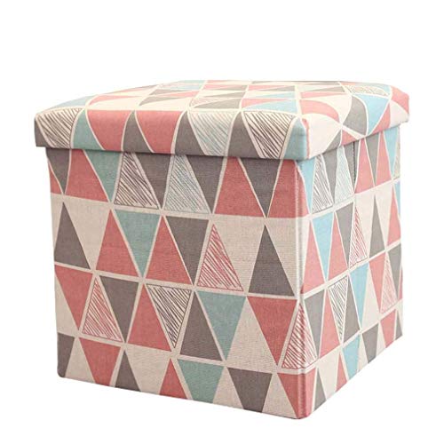 SDdPulse Floding Foot Stool Ottomans Pouf, Cube Foot Rest Stool with Storage, Portable Cotton Linen Footrest Stool, Footstool for Living Room (Small Geometry) von SDdPulse