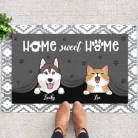 Personalisierte Haustier Fußmatte, Haus Süßes Zuhause, Hund Katzenliebhaber Geschenk, Hundeliebhaber Willkommensmatte, Papa Katze Fußmatte von SDesignOD