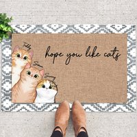 Personalisierte Katzen-Fußmatte, Katzentürmatte, Hoffe, Du Magst Katzen, Katzenteppich, Geschenk Für Haustiere, Haustier-Fußmatte von SDesignOD