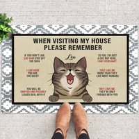 Personalisierte Katzen-Fußmatte, Katzenregel, Willkommensmatte, Katzendecke, Katzenliebhaber Geschenk, Rustikales Wohndekor, Benutzerdefinierte von SDesignOD