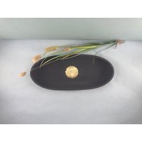 Ovales Jesmonite Tablett & Schale Lava - Anthrazit, Handgefertigt, Vielseitig Als Schmuck-, Deko- Oder Kerzenteller in Steinoptik von SDiesign