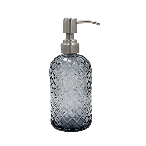 SDlumeiy 453.6 g Seifenspender mit 304 rostfreier Edelstahl-Pumpe, Küche, Badezimmer, nachfüllbarer Glas-Flüssigseifenspender für Handseife, Seife, Lotion(Grau) von SDlumeiy
