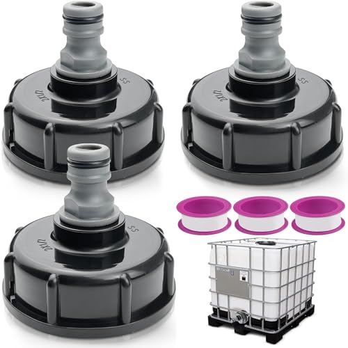 SDwfxd 3 Stück IBC Adapter, 1/2 Schnuller Ventiladapter mit Innengewinde, IBC Container zubehör mit 3 Stück Teflonband, für Gartenschläuchen, IBC-Wassertanks von SDwfxd