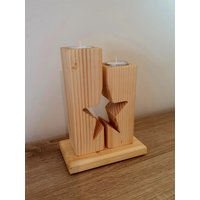 Kerzenhalter, Teelichthalter Stern Natur von SDwoodworkshop