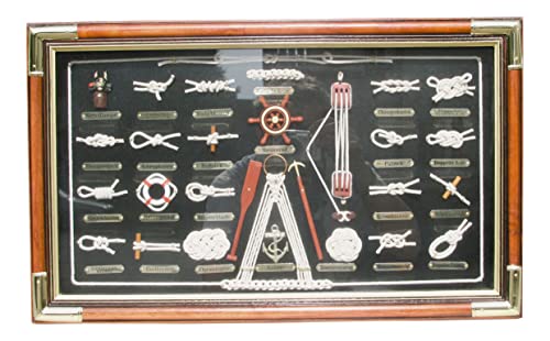 Sea-Club Knotentafel mit 20 Knoten DE Knotenbild Holz/Messing/Glas 51x31cm von Sea-Club