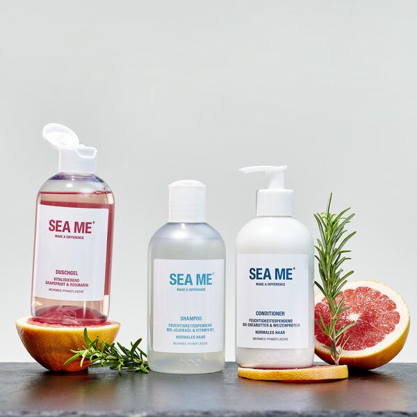 SEA ME Dusch-Set | Duschgel, Shampoo und Conditioner | Duft Grapefruit & Rosmarin | täglich sanfte Pflege | vegan | 3xMehrwegflasche 300 ml von SEA ME
