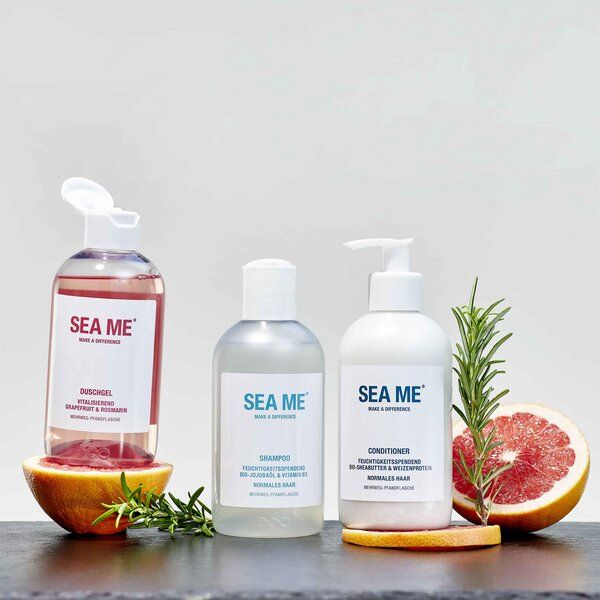 SEA ME Duschserie | Duschgel, Shampoo und Conditioner | Duft Grapefruit & Rosmarin | täglich sanfte Pflege | vegan | 3xMehrwegflasche 300 ml von SEA ME