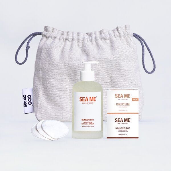 SEA ME Gesichtspflege Set mit Tages- und Nachtpflege, Reinigungsgel & Abschminkpads | vegan | Geschenke Set von SEA ME