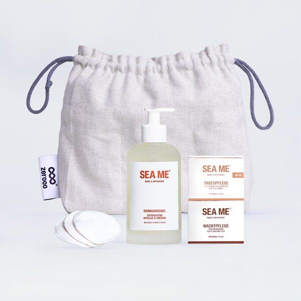 SEA ME Gesichtspflege Set mit Tages- und Nachtpflege, Reinigungsgel & Abschminkpads | vegan | Geschenke Set von SEA ME