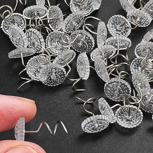 SEABABOO 100PCS Polsternadel Klaren Köpfen for Sofa Klare Köpfe Twist Pin Plastikkopf Polster Twist-Pins Klar Kopf Pins Spiral Polsternagel für Polster Couch Stuhl Autosofa Kopfstütze Feste Matratze von SEABABOO