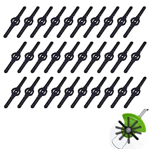 SEABABOO 30PCS Ersatzmesser Rasentrimmer Kunststoffersatzklingen Rasenmäherklinge Kunststoff Rasentrimmer Messer Universal Rasentrimmer Messer Kompatibel mit 3-in-1-Mähern, Mini-Mähern und Trimmer von SEABABOO