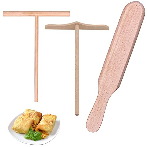 SEABABOO 3pcs Teigverteiler Crepes Verteiler Holz Spatel Holz Crepe Spreader Pfannkuchen Kochutensilien Holz Teig-Verteiler FüR Crepes CrêPes In Der Pfanne Holz Crepe Maker Pfannkuchen-Werkzeug von SEABABOO