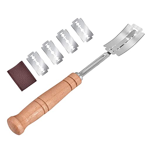 SEABABOO BäCkermesser Baguettemesser FranzöSisches Brotmesser Messer Zum Schneiden Von Brot BäCkermesser Scoring Einschneiden Baguette Brot BröTch BäCker Cutter Edelstahl 5 Klingen + 1 Messerset von SEABABOO