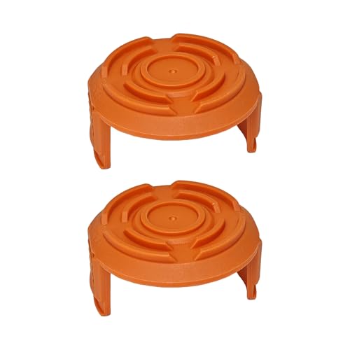 Rasentrimmer Spulenabdeckung 2 Stück Trimmerabdeckung Rasentrimmer Abdeckung Ersatz Spulendeckel Kompatibel Mit Worx-WA0010 WG180 WG170 WG175 WG160 WG191 WG150 (Orange, WA0010) von SEABABOO