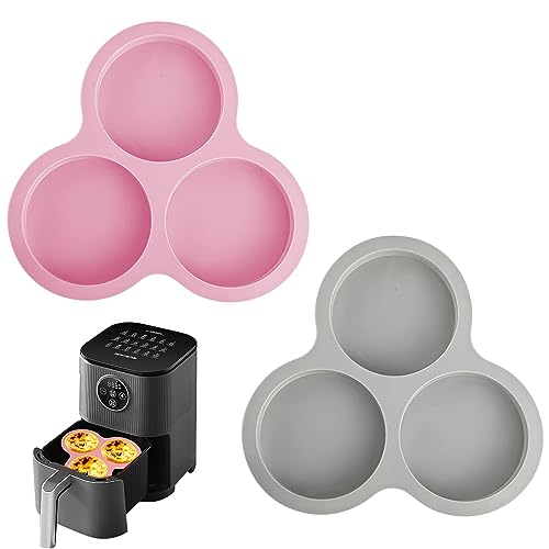 SEABABOO 2PCS Air Fryer Egg Mold Silikon Eierpfannen Luftfritteusen-Eierpfanne für Heißluftfritteuse Silikon-Luftfritteusen-Eierform Air Fryer Silikon Topf Burger Omelett Form für Frittiermaschine von SEABABOO