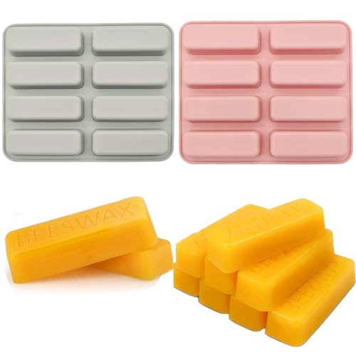 SEABABOO Beeswax Silikonform 2 Stück Seife Silikon-Formen Kerze Silikonform Antihaftend Rechteck Seife Silikon-Formen für Die Herstellung Von 3D-Kerzen Wachs Handwerk (S) von SEABABOO