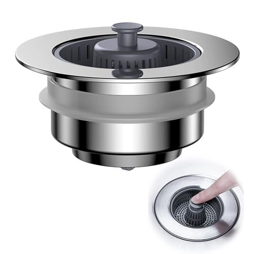 SEABABOO Küchenspüle Stopfen 3-In-1 Stöpsel Für Spülbecken Küchen Spülbecken Stöpsel Anti-Clogging Küchenspüle für Spülbecken Bohrung 71-85 MM Tiefe>40 MM (ABS, 10.8 x 7.2 x 5.5 cm) von SEABABOO