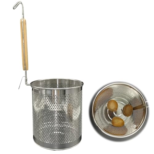 SEABABOO Lebensmittelsieb Aus Edelstahl Durchmesser 16CM Nudelsieb Mit Holzgriff Teigtaschen-Nudelsieb Lebensmittel Sieb Edelstahl Zum Spülen Von Nudeln Obst Pasta Nudeln (Silber, 16CM) von SEABABOO