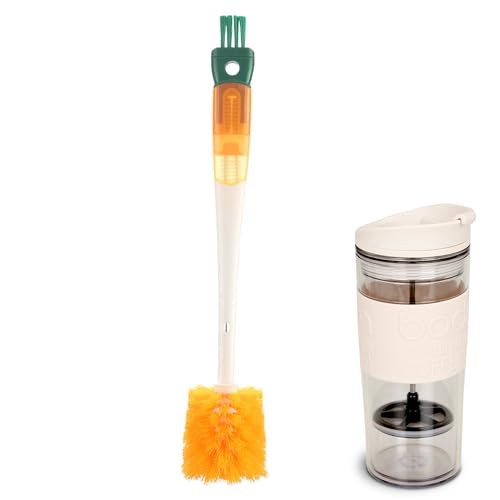 SEABABOO Reinigungsbürste Becher Gläserspülbürste 5 In 1 Becherreinigung Becherdeckelbürste Strohhalm Bürste Multifunktionale Reinigungsbürste Glasflaschen Tassen Becher Krüge Küchenspülen (Gelb, S) von SEABABOO