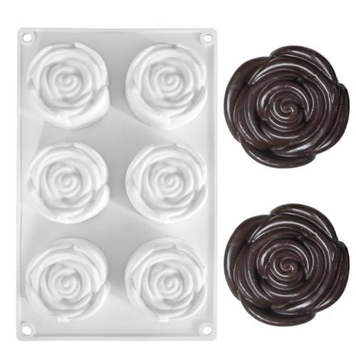 SEABABOO Rose Kuchenform Silikon Backform Rose 26.8 x 17 x 2.5 cm Blumen Kuchenform Silikon Tortenform Muffinform Silikonrose Backform Antihaft für Käsekuchen Sahnetorte Brownie von SEABABOO