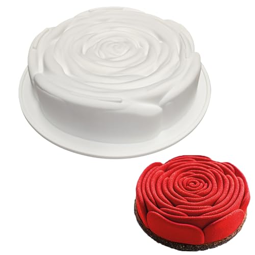 SEABABOO Rose Kuchenform Silikon Backform Rose Groß 6 In Blumen Kuchenform Rose Silikon-Tortenform MuffinformSilikon RoseSilikon Backform Antihaft für Käsekuchen Sahnetorte Brownie von SEABABOO
