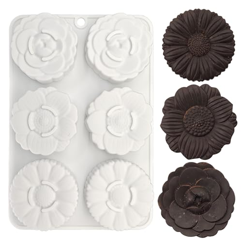 SEABABOO Silikonform Blütenblatt Backform Blütenform Silikonformen Zum Backen Antihaft Blütenblatt Mousse Silikonform Kleine Runde Backform für Schokolade Mousse Kuchen Backen Brot (weiß, 6.3X2.2CM) von SEABABOO
