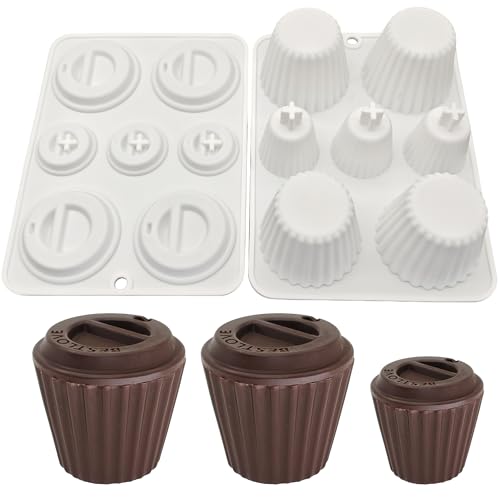 SEABABOO Silikonform Kaffeetassenform Schokoladenform 2 Stück Kaffeetasse Silikon Form Antihaftbeschichtete Cupcake Backformen für Schokolade Cupcakes Brownies Kuchen Pudding von SEABABOO