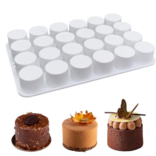 SEABABOO Silikonform Zylinder Schokoladenformen Zylinderform Silikon Zylinderförmig Backform Für Schokolade Muffin Brownie Mousse Kuchen Schokoladenfabrikant Pralinen Kekse Süßigkeiten (24 Cavity 3cm) von SEABABOO