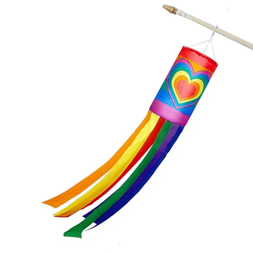 SEABABOO Windsack Regenbogen Flagge Windsack Bunten 14.5X100cm Windsock Regenbogen Regenbogen Säulen Windsack Regenbogen Windsack Flagge Für Hinterhof Garten Terrasse Outdoor Festival Feiern Hanging von SEABABOO