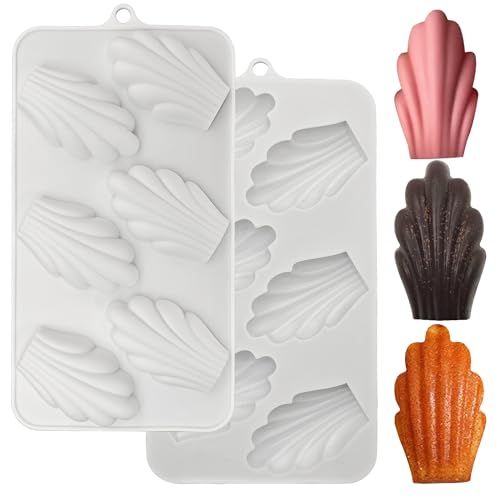 Silikonform Madeleine Backformen 6 Cavity 2 Stk Madeleines Kuchenform Madeleine Silikon Formen Antihaft Madeleine Dessert Backform Für Muffins Brownies Brot Pudding Schokolade (Löcher 3.8x6.5CM) von SEABABOO
