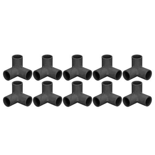 10 STÜCKE 3 Wege Rohrverschraubungen, 3 Wege PVC Kunststoff PVC Rohrverbinder Dreiwege, T Stück Winkel Eckverbinder 25 mm Innendurchmesser Rohrverbinder Zelt (Schwarz) von SEAFRONT