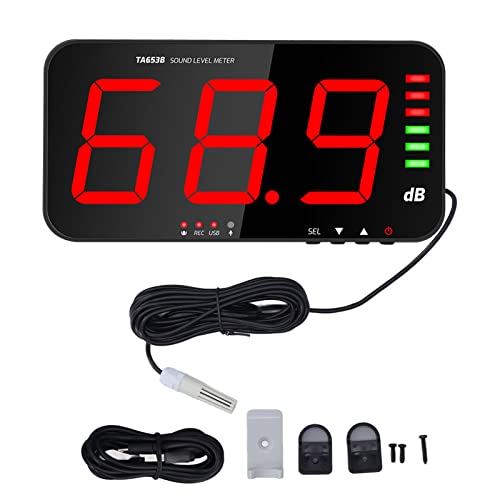 13in Großer LED Digitaler Schallpegelmesser 30dB-130dB Dezibel Messer DC5V 1A Micro USB Digital Dezibel Messgerät mit Alarm, dB Messgerät für Klassen Zimmer Studio Home Factory von SEAFRONT