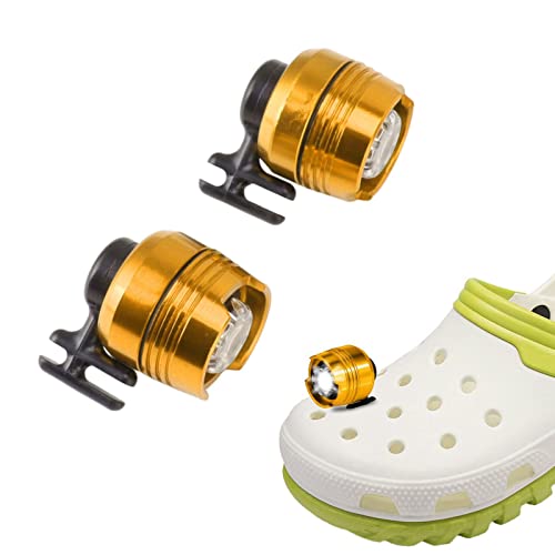 2 Stück Schuhscheinwerfer IPX5 Wasserdicht 3 Beleuchtungsmodi Leichte LED Schuhbeleuchtung mit Hoher Helligkeit für Crocs (Gold) von SEAFRONT