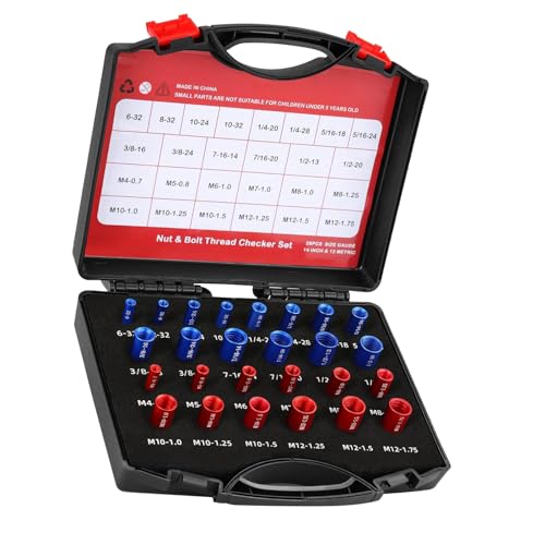 26 Stück Gewindeprüfer Metrische und Zoll Schraubenmessung, Mutter und Bolzen, Gewindeprüfkasten, Bolzen- und Muttern-Kennzeichnungslehre, Werkzeugkasten, Männliche und Weibliche Messgeräte 26 Stück Gewindeprüfer Metrische und Zoll Schraubenmessung, Mutter und Bolzen, Gewindeprüfkasten, Bolzen- und Muttern-Kennzeichnungslehre, Werkzeugkasten, Männliche und Weibliche Messgeräte von SEAFRONT