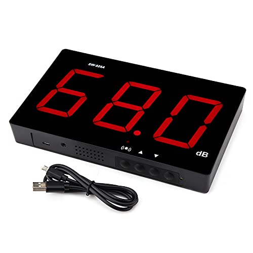 30dB-130dB Messgerät, DC5V 1A Micro USB Dezibelmesser SW-525A Großer dB Anzeige LED Schallpegelmesser Wandmontierter, dB Messgerät mit Alarm für Umgebungslärmerkennung von SEAFRONT