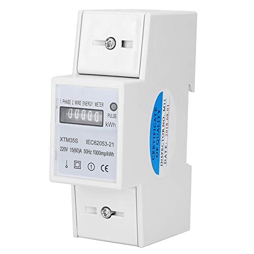 Digitaler Stromzähler Hutschiene, 1 Phase 2 Draht 220 V 15 (60) A KWH Meter für DIN Schienen Elektronenzähler (KWh) mit LED-Anzeige von SEAFRONT