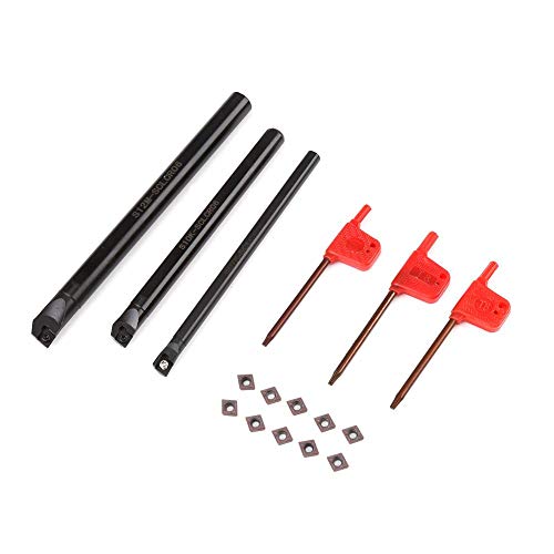 SEAFRONT Drehmaschine CNC Drehwerkzeug Satz, Sclcr Drehbank Innendrehmeißel Drehstab Halter + 10 Pcs Ccmt0602 Einsatz + 3 Pcs Schlüssel Zubehör für Drechselbänke Drehmaschinen von SEAFRONT