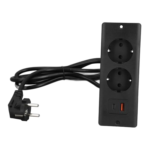 Einbausteckdose mit 2 Ausgängen 20 W PD USB C 18 W QC3.0 USB A für den Möbeleinbau, Einschließlich Schreibtischschublade, Beistelltisch (BLACK) von SEAFRONT