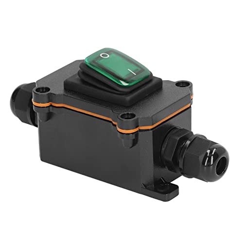 IP65 Wasserdichter 4-poliger Inline-Schnurschalter mit 2 Positionen und Wipptaste, Ein-/Aus-Kippschalter für den Außenbereich (Grün) von SEAFRONT