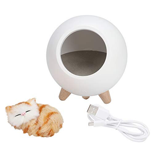 Katzen-Haustierhaus-Tischlampe, USB-Lade-LED-Nachtlampe, Kinderzimmer-Nachtlicht, Nachttisch-LED-Lampe, Schlaflampe, Geschenke für Katzenliebhaber (Weiss) von SEAFRONT