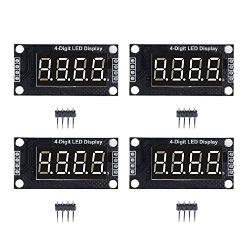 LED 4-stelliges 7-Segment 0,36 Zoll Digitales Röhrenanzeigemodul TM1637 Drive Chip Röhrenuhranzeige 4 Sätze Digitales Röhren-LED-Anzeigemodul (Weiß MRA110A) von SEAFRONT