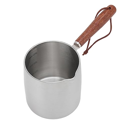 Milchtopf mit Ausgießer Mini Buttertopf für Kaffee und Milch Butterwärmer 450 Ml Kleiner Buttertopf aus Edelstahl mit Holzgriff Kleiner Topf für Herd von SEAFRONT