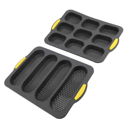 Mini Baguette Backform Silicon Non Stick Brotbackform, Easy Release Baguette Backblech, Französisches Brot Backen Set für Heimküche, 9/4 Brotformen zum Backen Zubehör von SEAFRONT