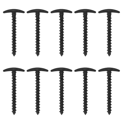 SEAFRONT 10pcs Kunststoffzelteinsätze T Form Zeltstifte 5,7 Zoll Anker Sehensschiffe Spiralerdespitzen Camping Stakes für Schutzplanen Planen (Black) von SEAFRONT
