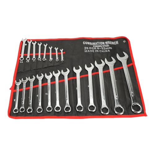 SEAFRONT 20pcs Spanner -Set Endschlüssel Dual -Verwendung -Verschlüsselungsschmelze Set Open Stern End Schränner Mirror Finish Markierung Tragbarer Speicherbeutel für die Reparaturwartung von SEAFRONT