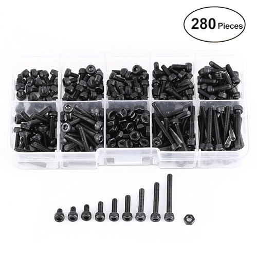 SEAFRONT 280pcs M3 Cap Hex Hex Sockel Schrauben Muttern 12,9 Grade Legierung Stahlverschluss Sortimentset mit Transparenten Aufbewahrungsbox für Home Office -Maschinen SEAFRONT 280pcs M3 Cap Hex Hex Sockel Schrauben Muttern 12,9 Grade Legierung Stahlverschluss Sortimentset mit Transparenten Aufbewahrungsbox für Home Office -Maschinen von SEAFRONT