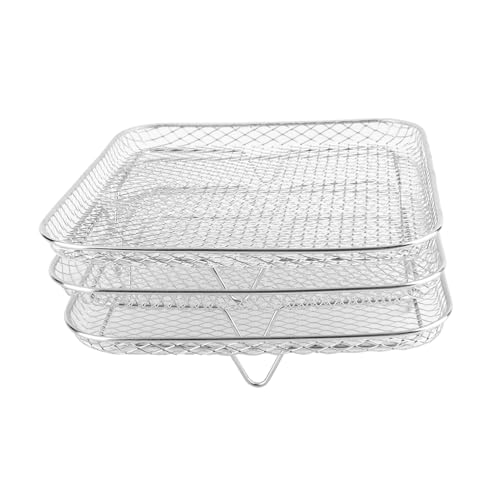 3PCS Edelstahl Kochen Rack Backen Kühlung Dampfenden Grillen Rack Luft Friteuse Rack Stapelbar Multi Schicht Dörr Rack (18 x 4,5 cm) von SEAFRONT