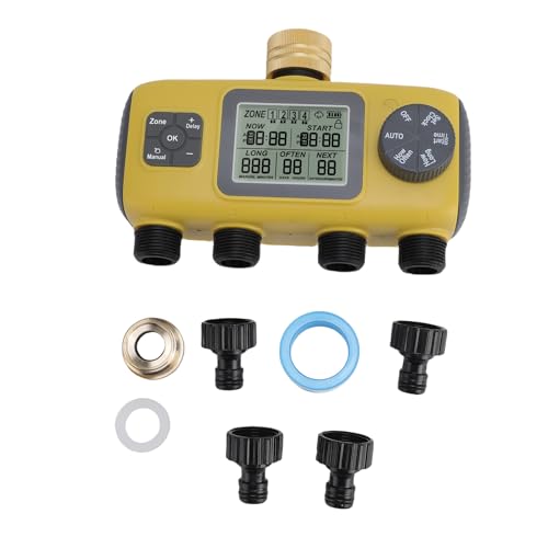 SEAFRONT 4 Outlet Water Timer 4 Zonensteuerung Sequentielle Logik Regenverzögerung mit Child Lock Intelligent Control Easy Setup -Bewässerung Timer für Gartenrasen von SEAFRONT